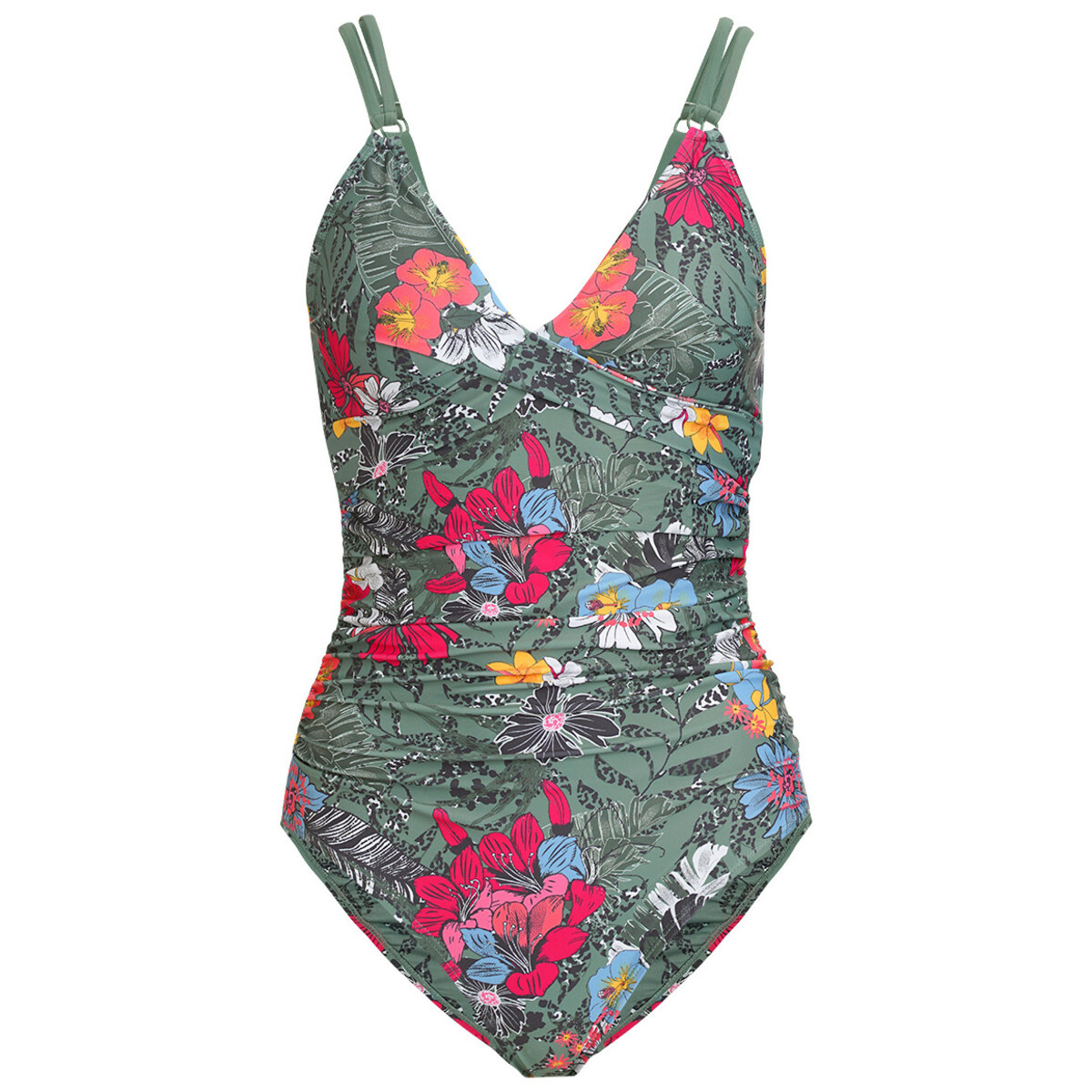 Bild 1 von Damen Shape-Badeanzug mit Allover-Print DUNKELGRÜN