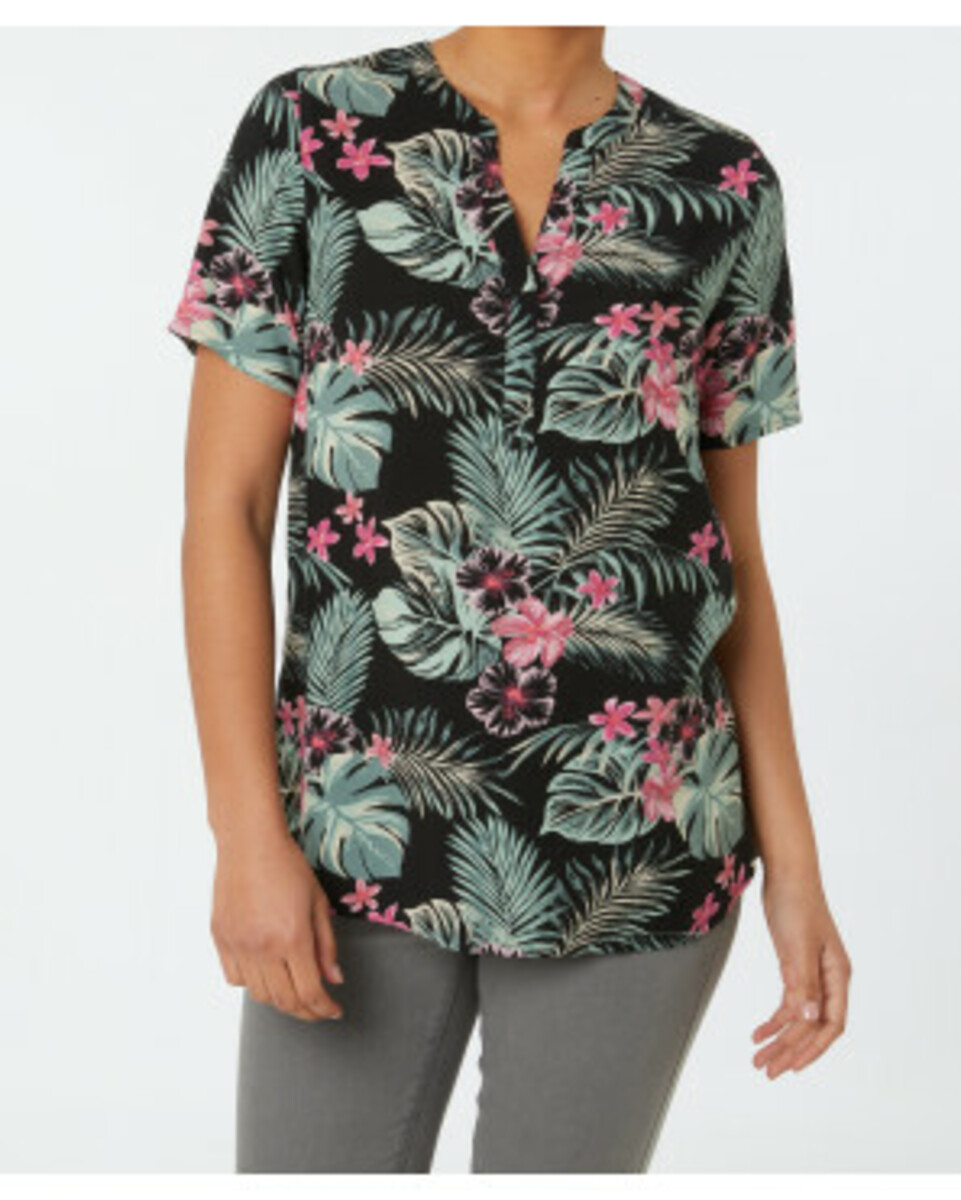 Bild 1 von Bluse aus Viskose, Janina, Y-Ausschnitt, schwarz bedruckt