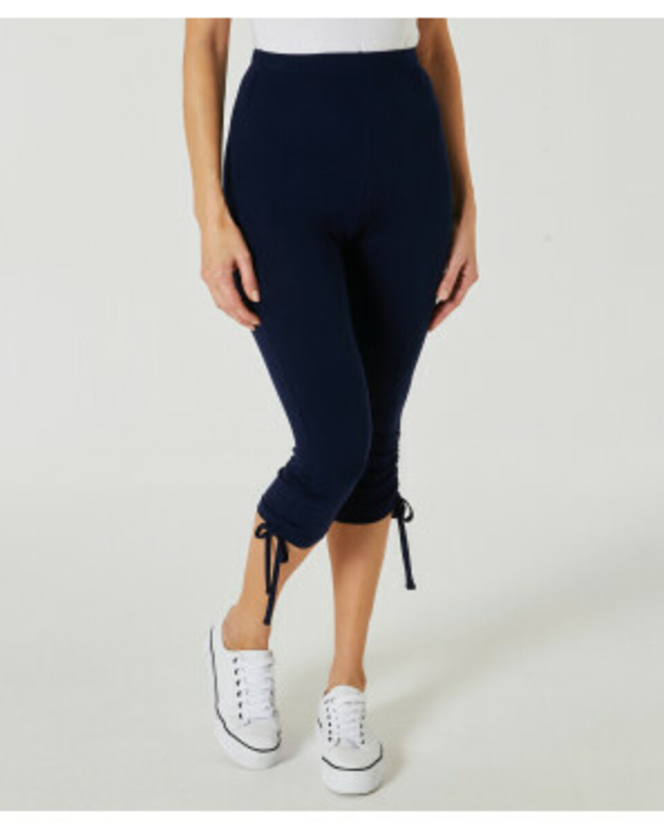 Bild 1 von Leggings mit Schnürung am Saum, Janina, Caprilänge, dunkelblau