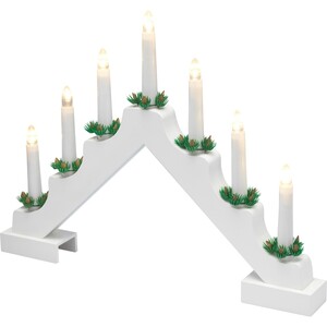 LED Kerzen-Holzbrücke 7 warmweiße LEDs