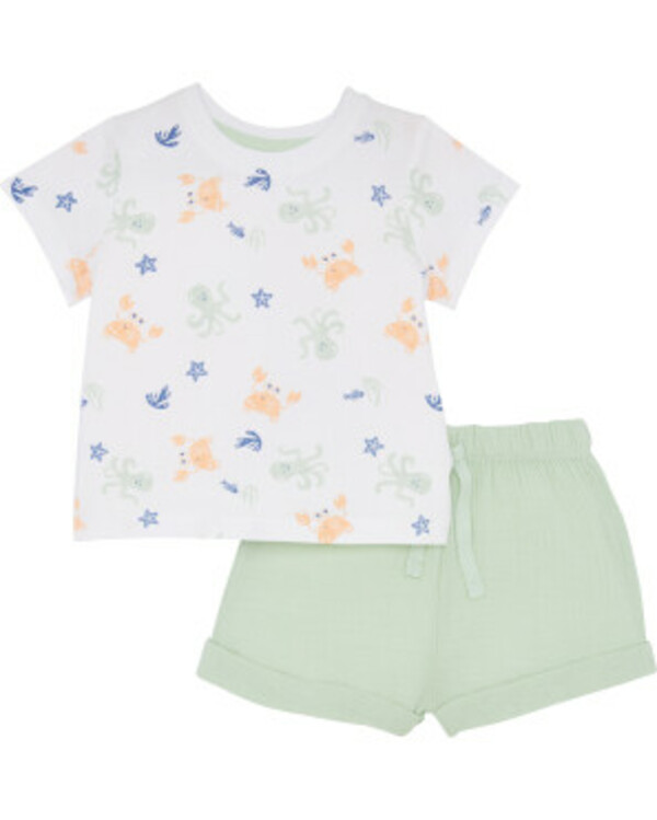 Bild 1 von T-Shirt + Musselin-Shorts, Ergee, 2-tlg. Set, mintgrün