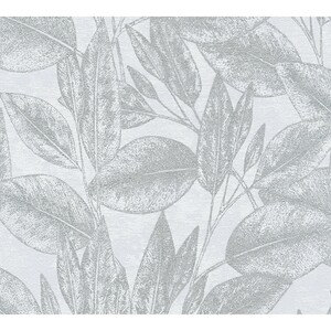 AS-Creation Vliestapete Attractive Blätter Matt Leicht Strukturiert Weiß Silber