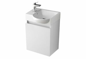 Alpenberger Badezimmer-Set »Waschtisch Platz Gäste WC«, (Komplett-Set, 2-St., Badezimmerschrank mit Unterschrank), Push-To-Open-Funktion, pflegeleicht