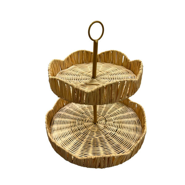 Bild 1 von Ambia Home Etagere, Holz, Rattan, vollmassiv, Uni, rund, 30 cm, Lfgb, Tragegriff, Tischkultur & Servieren, Etageren