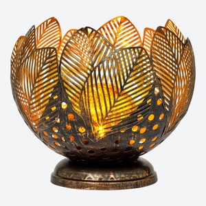 Solar-Leuchte "Lotuskelch" aus Glas und Metall, ca. 18x18x17cm, Gold