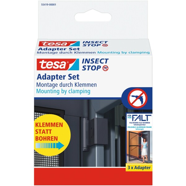 Bild 1 von Tesa® Fliegengitter Adapter-Set für faltbare Alu-Türrahmen Falt Anthrazit