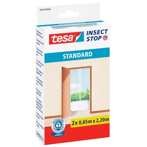 Tesa Fliegengitter Tür mit Klettband Standard Weiß 220 cm x 120 cm