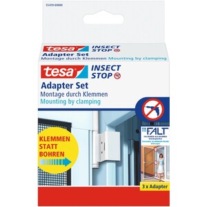 Tesa® Fliegengitter Adapter-Set für faltbare Alu-Türrahmen Falt Weiß