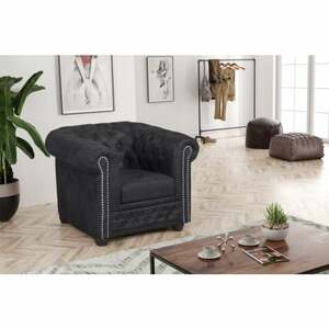 Küchen Preisbombe - Chesterfield Sofa 1 Sitzer Mikrofaser Vintage anthrazit Couch Polstersofa Sessel