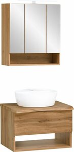 HELD MÖBEL Badmöbel-Set »Stubach«, (2-St., Spiegelschrank und Waschtisch), Abdeckplatte mit Baumkante