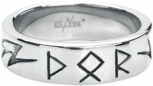 etNox hard and heavy Thors Schriftzeichen Ring silberfarben
