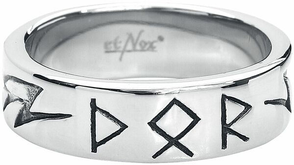 Bild 1 von etNox hard and heavy Thors Schriftzeichen Ring silberfarben