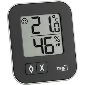 TFA Digitales Thermo-Hygrometer Moxx Schwarz mit Komfortzonen-Indikator
