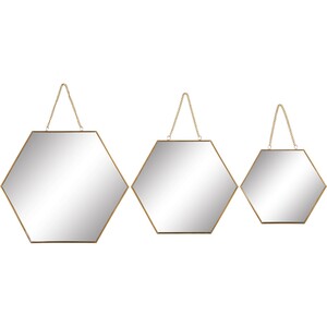 Wandspiegel-Set Blush Bordeaux Metall Gold 3-tgl.