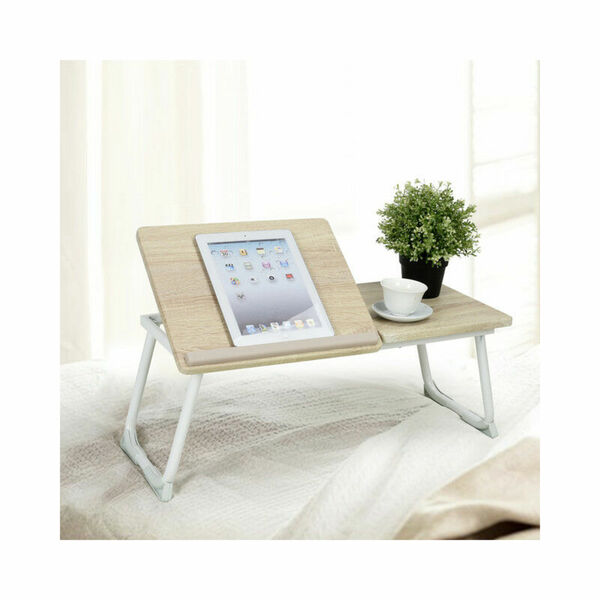 Bild 1 von Kleiner Arbeitstisch, mobiler Nachttisch, klappbarer Laptoptisch, höhenverstellbare Eichenplatte, 65-75,5 x 30 x 29 cm - BUCHE/WEISS - Meubles Cosy