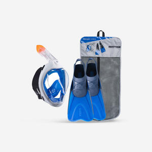 Schnorchel-Set Easybreath Maske und Flossen Erwachsene blau