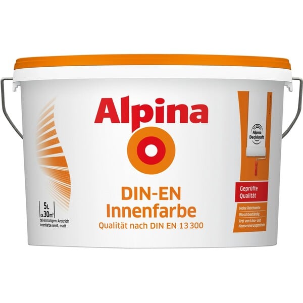 Bild 1 von Alpina Wandfarbe DIN-EN-Innenfarbe Weiß matt 5 l