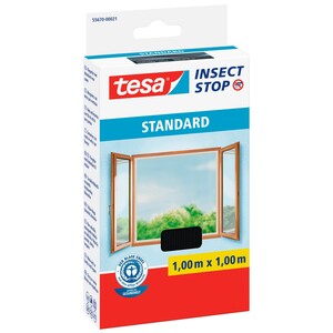 Tesa Insect Stop Fliegengitter Standard mit Klettband 100 cm x 100 cm Anthrazit