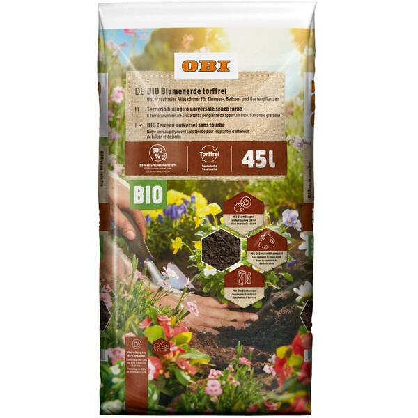 Bild 1 von OBI Bio Blumenerde torffrei 45 l