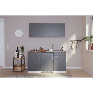 Respekta Küchenzeile KB150WGC 150 cm Grau-Weiß