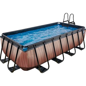 EXIT Wood Pool Braun 400x200x100cm m. Filterpumpe