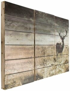 Art for the home Holzbild Woodland Stag, Hirsche (3 St)