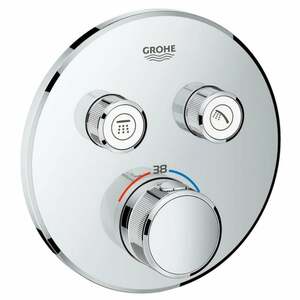 Grohe Grohtherm SmartControl Thermostat mit zwei Absperrventilen, Wandrosette rund, Farbe: Chrom - 29119000