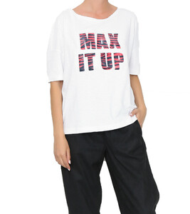 MAX & Co T-Shirt wildes Damen Statement-Shirt Weiß