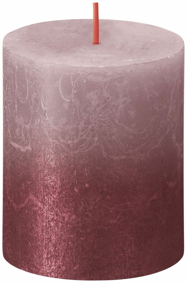 Bild 1 von Bolsius Stumpenkerze Rustik Sunset Eschenrose+Rot 8 cm