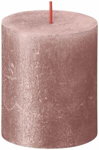 Bolsius Stumpenkerze Rustik Shimmer Rosa 8 cm