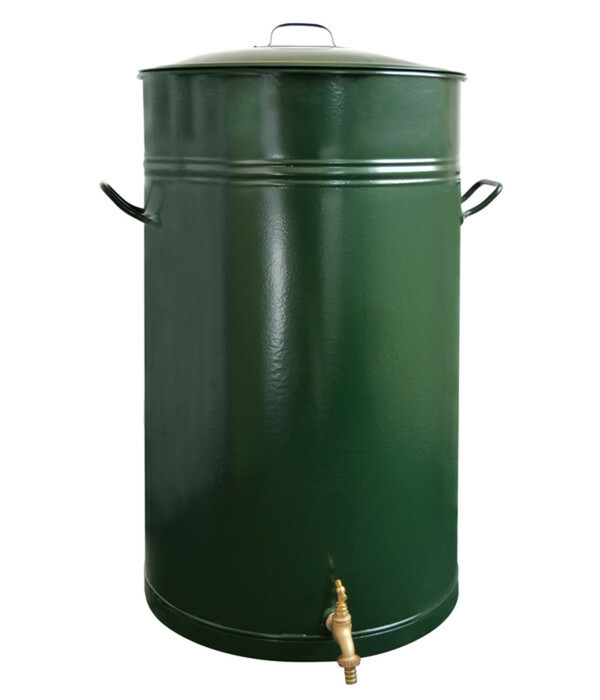 Bild 2 von Metall-Regentonne inkl. gelochtem Deckel und Sockel, 150 l, dunkelgrün