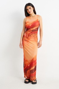 C&A CLOCKHOUSE-Figurbetontes Kleid-rückenfrei, Orange, Größe: XS