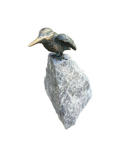 Rottenecker Bronzefigur Eisvogel auf Findling