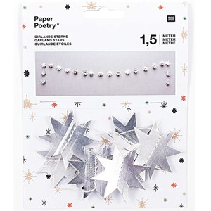Paper Poetry Girlande Sterne silber 1,5m