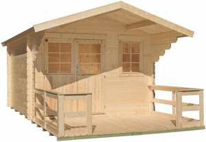 Kiehn-Holz Gartenhaus »Kallenberg 2«, BxT: 340x443 cm, (Set, mit Terrasse, Vordach und Fußboden)