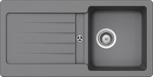 Schock Granitspüle »Family«, rechteckig, 86/43,5 cm, Domogranitspüle, Spüle mit Ablauf und Abtropffläche, Spülbecken ist links und rechts einbaubar, Einbauspüle in den Farben schwarz, gr