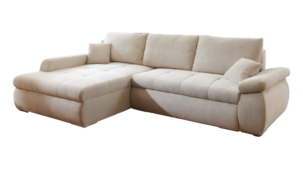 Bild 1 von Ecksofa Schlaffunktion Cord beige 280 x 175 cm - ROCHELLE