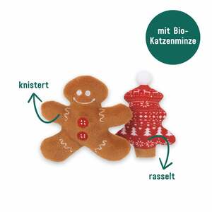 Weihnachten 2022: Knister-Lebkuchenmann & Rasselbaum für Katzen - S