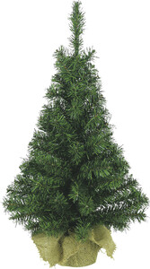 Kaemingk Mini Weihnachtsbaum im Jutesack grün, 75 cm