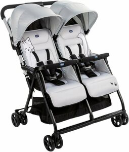 Chicco Zwillingsbuggy »OHlalà Twin, Silver Cat«, Zwillingskinderwagen, Kinderwagen für Zwillinge, Buggy für Zwillinge, Zwillingswagen