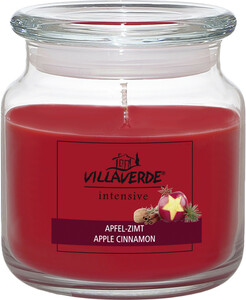 Villa Verde Duftkerze im Glas mit Deckel Apfel-Zimt, Höhe 10 cm, Ø 10 cm