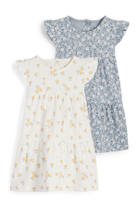 C&A Multipack 2er-Baby-Kleid-geblümt, Weiß, Größe: 62