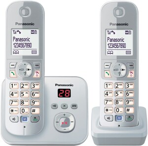 Panasonic KX-TG6822GS Schnurlostelefon mit Anrufbeantworter perlsilber