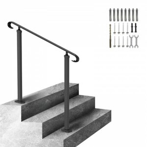 VEVOR Treppengeländer 100x13,5x97 cm Handlauf Geländer Höhe(bis zu 32 cm) & Winkel(0-52,8°) einstellbar Eingangsgeländer Eisenhandlauf Ideal für 1 bis 3 stufige Treppen mit Installationskit Sch
