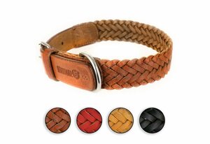 Monkimau Hunde-Halsband »Hundehalsband aus Leder geflochten«, Leder