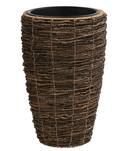 Dehner Holz-Vase Akira, rund, braun, ca. Ø34/H55 cm