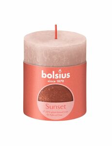 Bolsius Stumpenkerze Rustik Sunset Nebeliges Rosa+Bernstein 8 cm