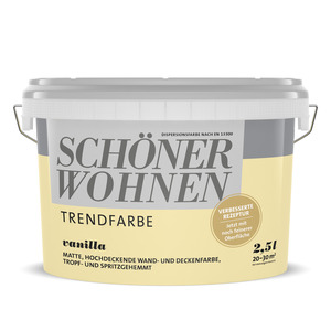 Schöner Wohnen Wand- und Deckenfarbe Trendfarbe 'Vanilla' vanillegelb matt 2,5 l