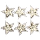 Bild 1 von Sterne zum Kleben weiß-gold-glitter 5cm 6 Stück