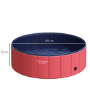 Bild 3 von PawHut Hundepool Planschbecken Schwimmbecken Schwimmbad Hundebad PVC+Holz Φ100x30cm Rot